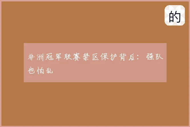 非洲冠军联赛禁区保护背后:强队也怕乱